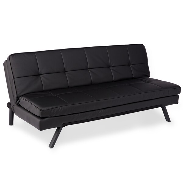 Black Leatherette Furniture of America Wilhelm Futon Sofa
