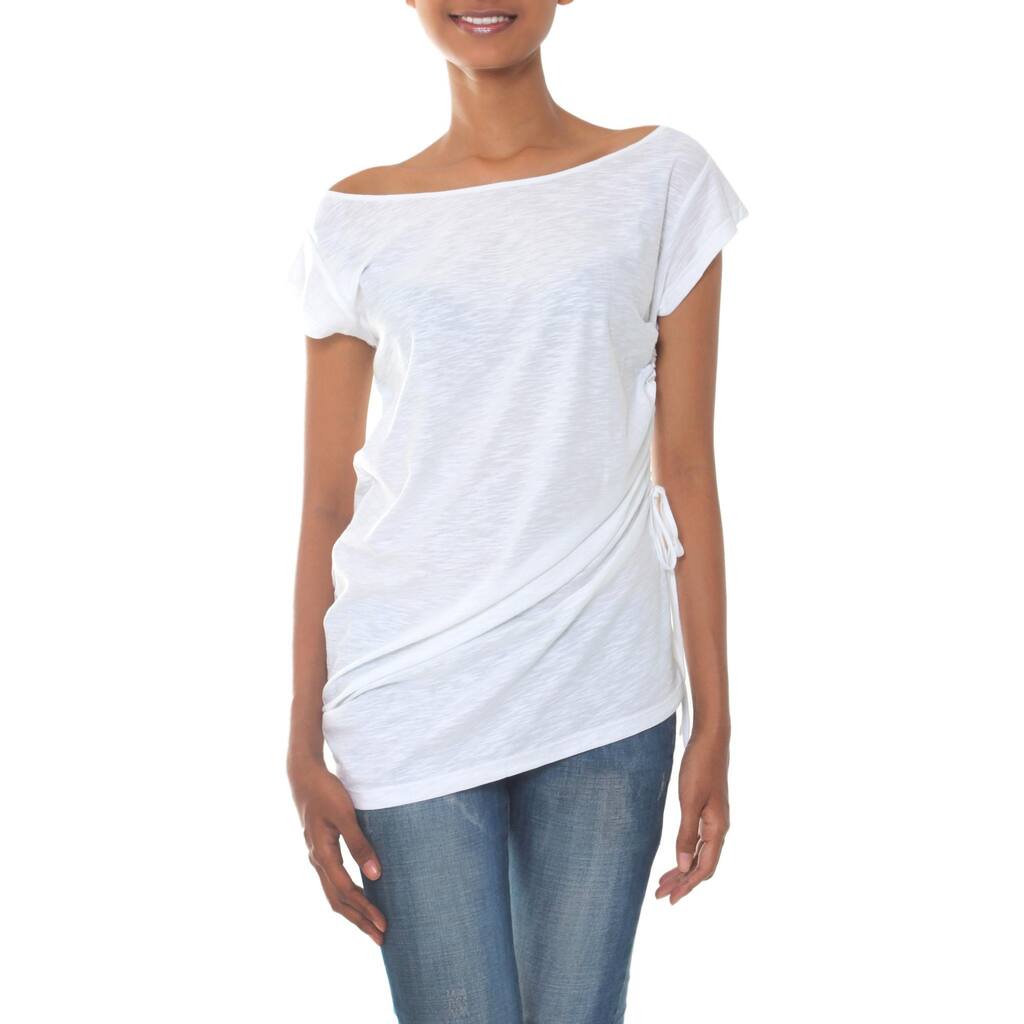 Cotton 'Side Cinch White' Tunic Blouse