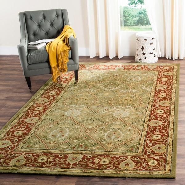 Safavieh Handmade Mahal Green/ Rust New Zealand Wool Rug - 9'6 x 13'6