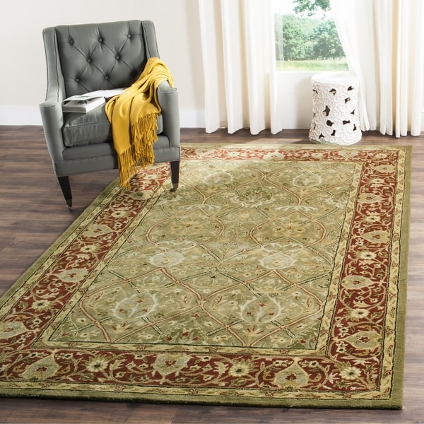 Safavieh Handmade Mahal Green/ Rust New Zealand Wool Rug - 9'6 x 13'6