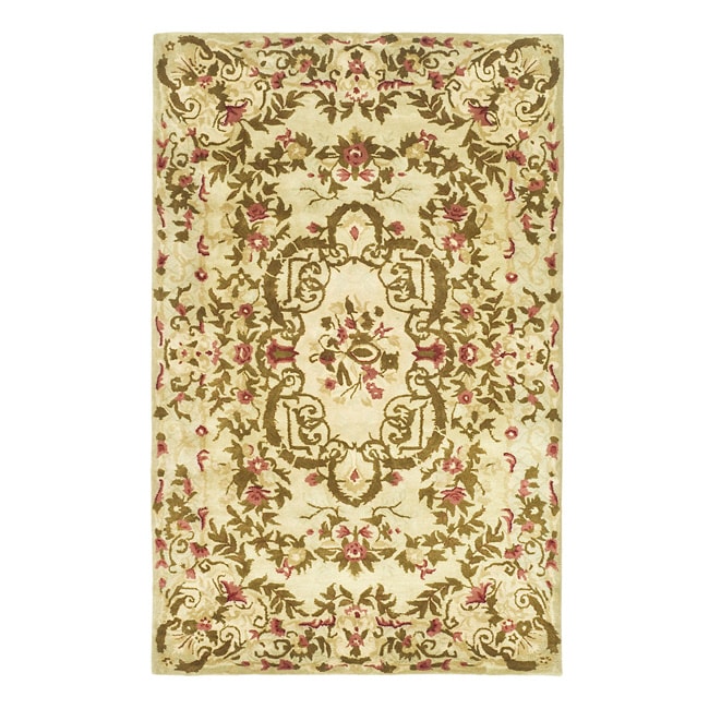 Handmade Classic Ivory Wool Area Rug (5 X 8)