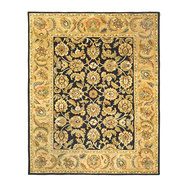 Handmade Classic Black/ Gold Wool Rug (6 X 9)