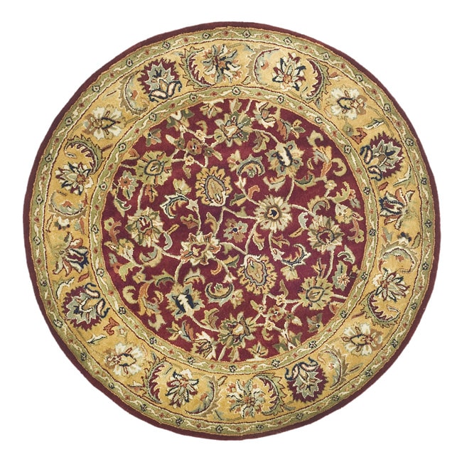 Handmade Classic Red/ Gold Wool Rug (36 Round)