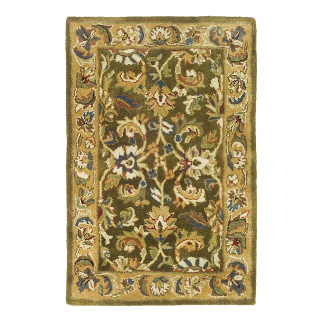 Handmade Classic Olive/ Beige Wool Rug (2 X 3)