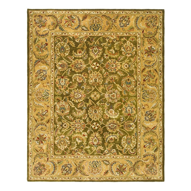 Handmade Classic Olive/ Beige Wool Rug (96 X 136)