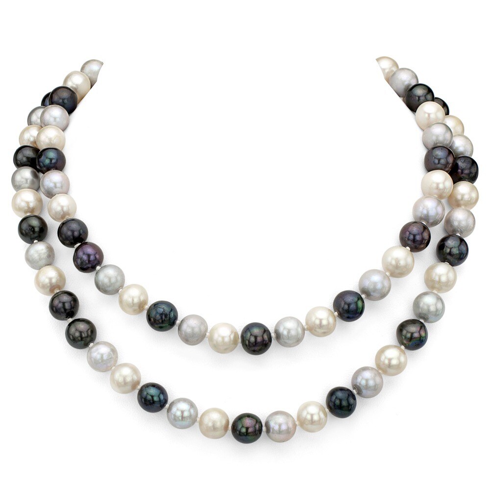 New Arrival Real pearl 9-10mm New Tahitian Black Natural Pearl Necklace 64''