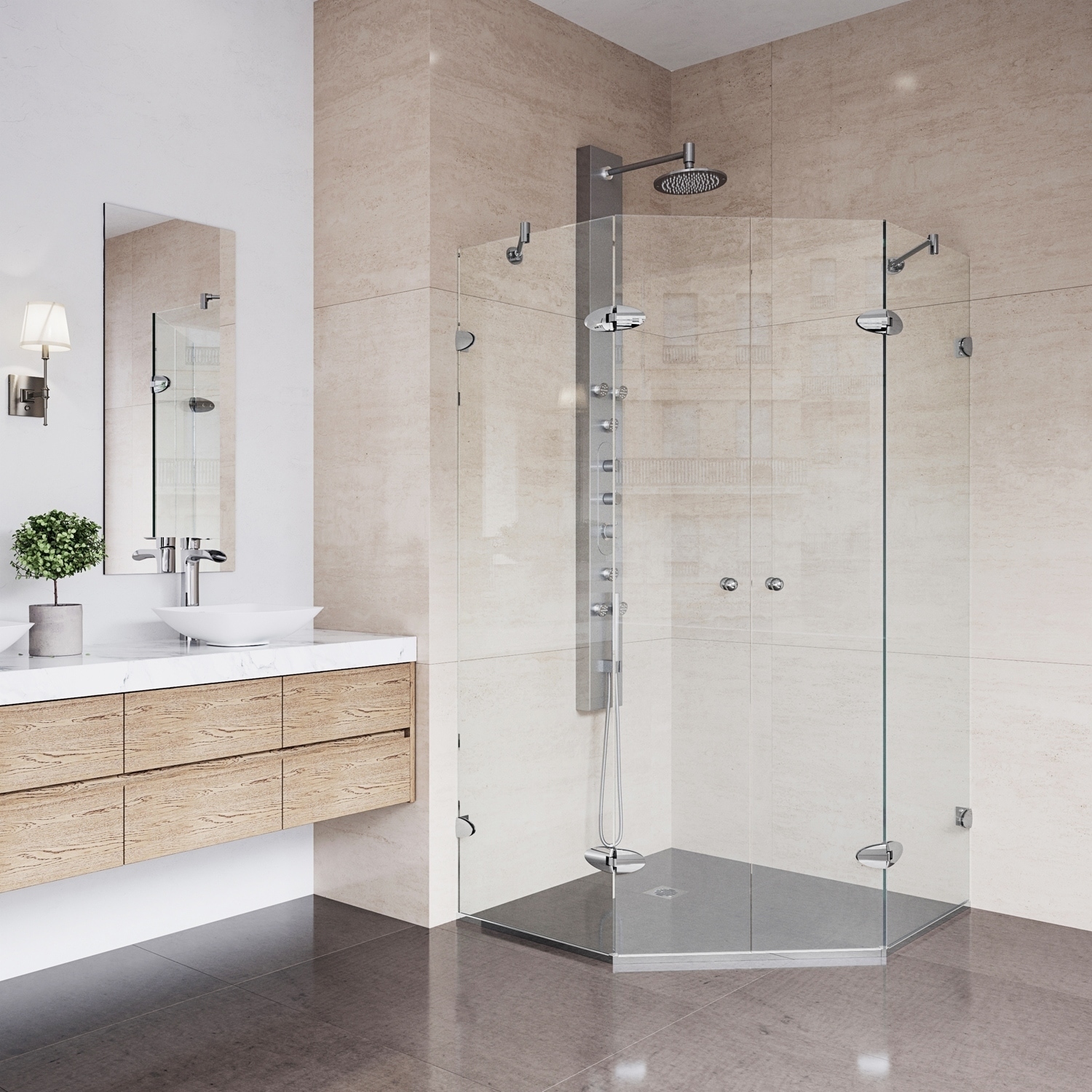 Vigo Neo angle Frameless Tempered Glass Shower Enclosure