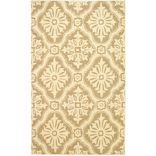 Hand hooked Lexington Ivory/ Cream Polypropylene Rug (3 X 5)