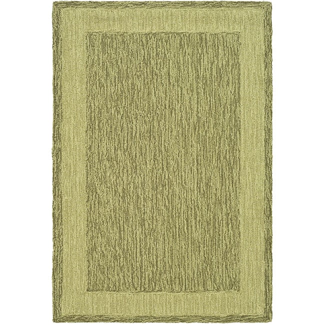 Hand hooked Gabeh Green Polypropylene Rug (2 X 3)