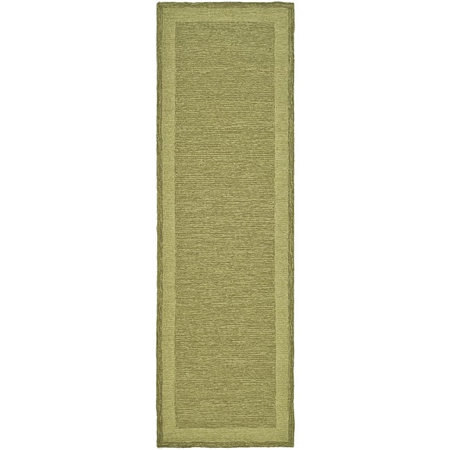 Hand hooked Gabeh Green Polypropylene Runner (26 X 8)