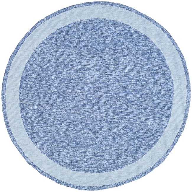 Hand hooked Gabeh Blue Polypropylene Rug (6 Round)