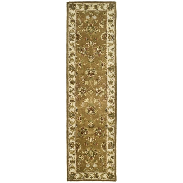 Handmade Heritage Tabriz Mocha/ Ivory Wool Runner (2'3 x 12') Safavieh Runner Rugs