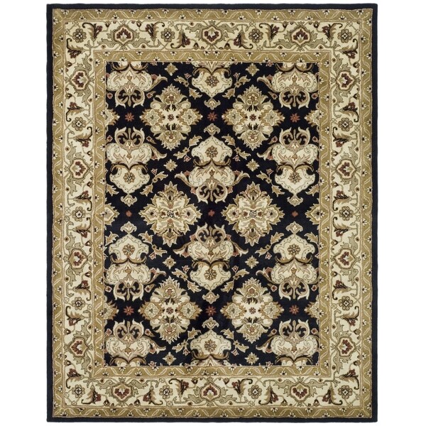 Safavieh Handmade Heritage Timeless Traditional Black/ Ivory Wool Rug - 4' x 6'