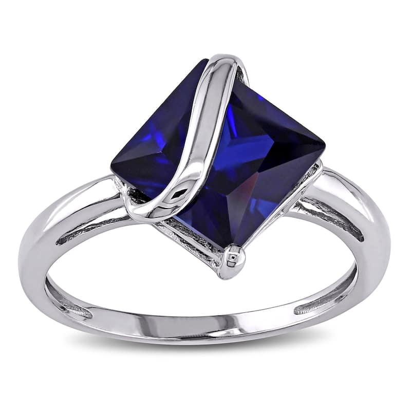 Miadora 10k White Gold Created Sapphire Ring - Blue