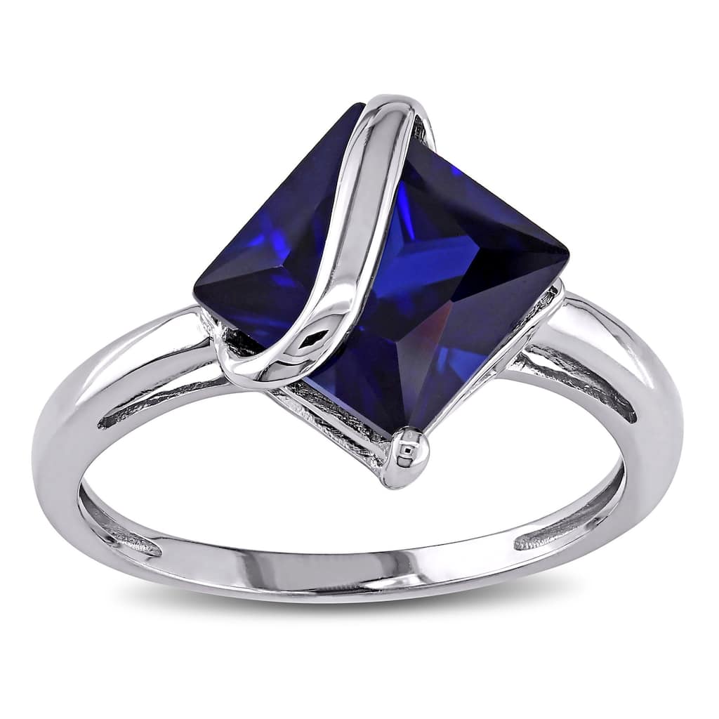 Miadora 10k White Gold Created Sapphire Ring - Blue