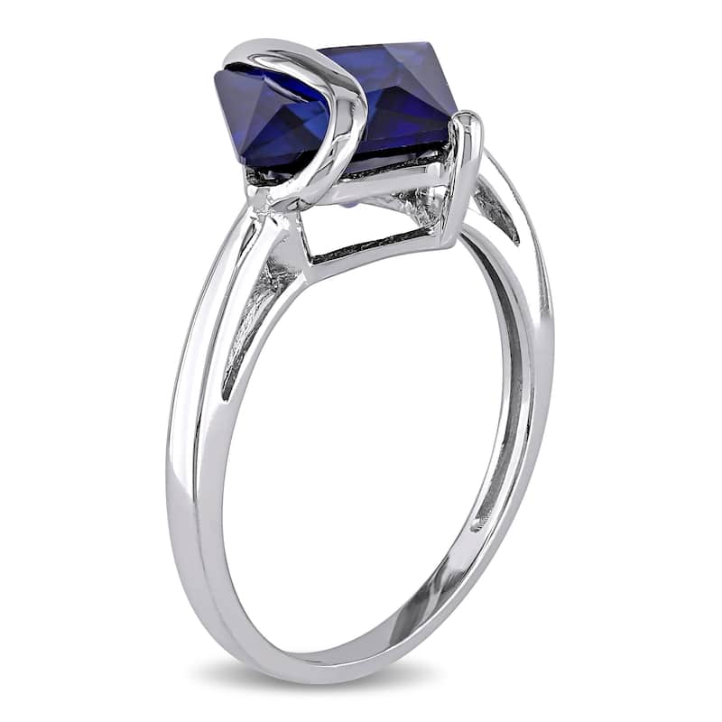 Miadora 10k White Gold Created Sapphire Ring - Blue