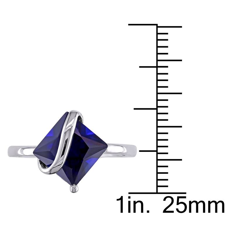 Miadora 10k White Gold Created Sapphire Ring - Blue