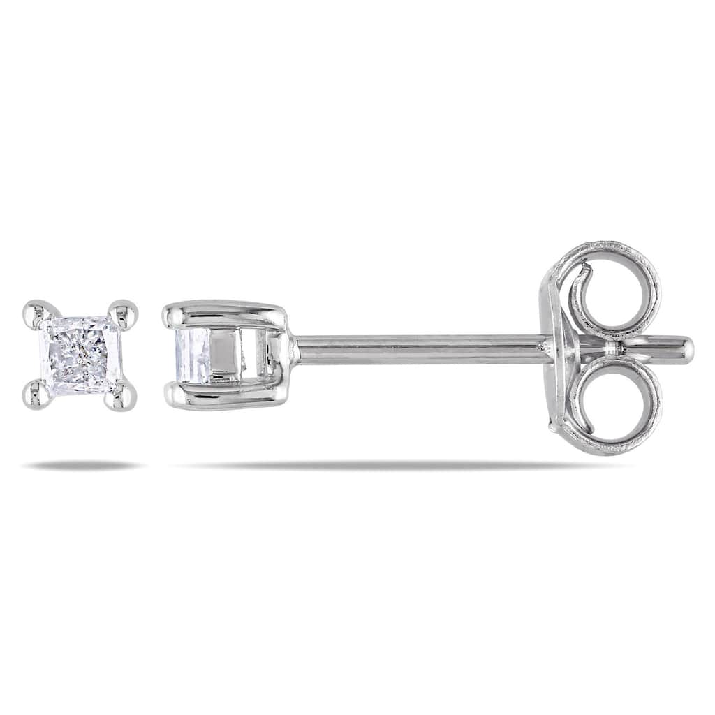 Miadora Sterling Silver 1/6ct TDW Diamond Solitaire Stud Earrings