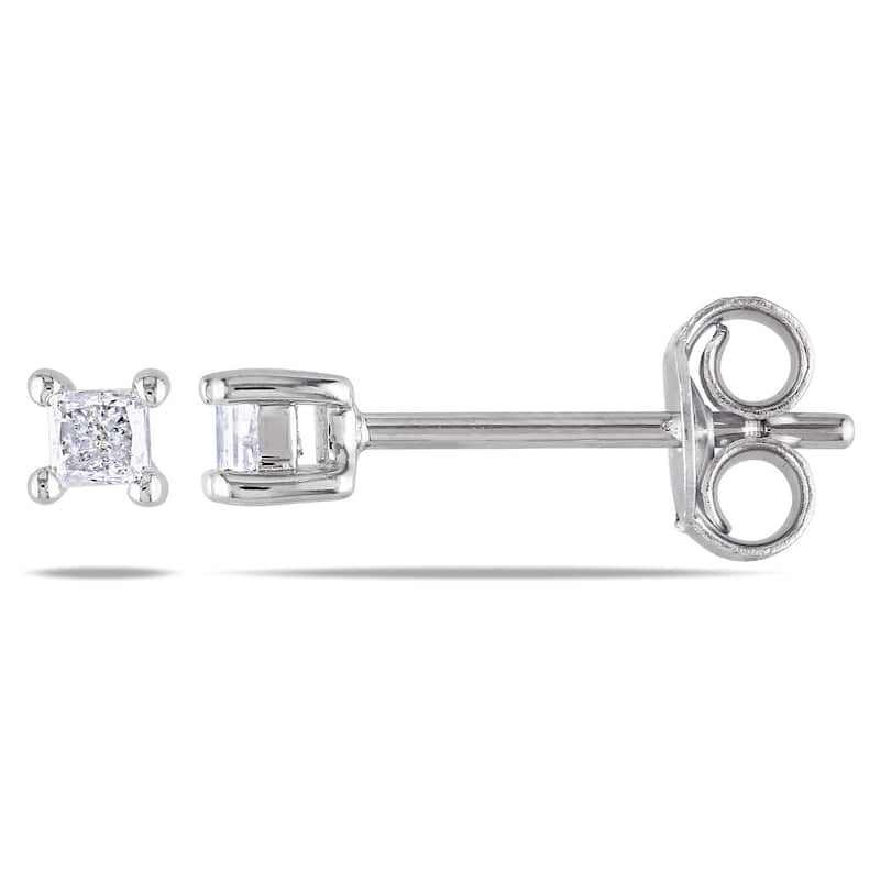 Miadora Sterling Silver 1/6ct TDW Diamond Solitaire Stud Earrings