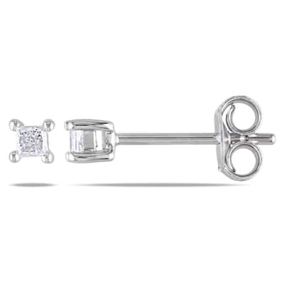Miadora Sterling Silver 1/6ct TDW Diamond Solitaire Stud Earrings