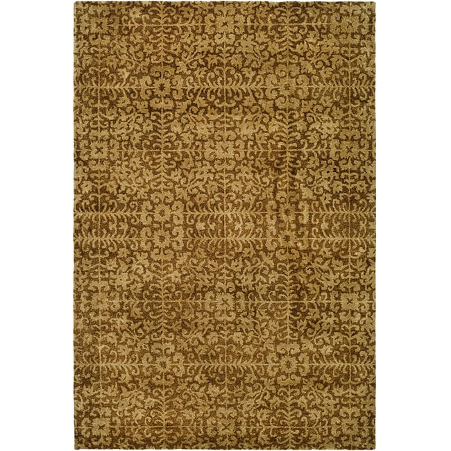 Handmade Majestic Beige Wool Area Rug (76 X 96)