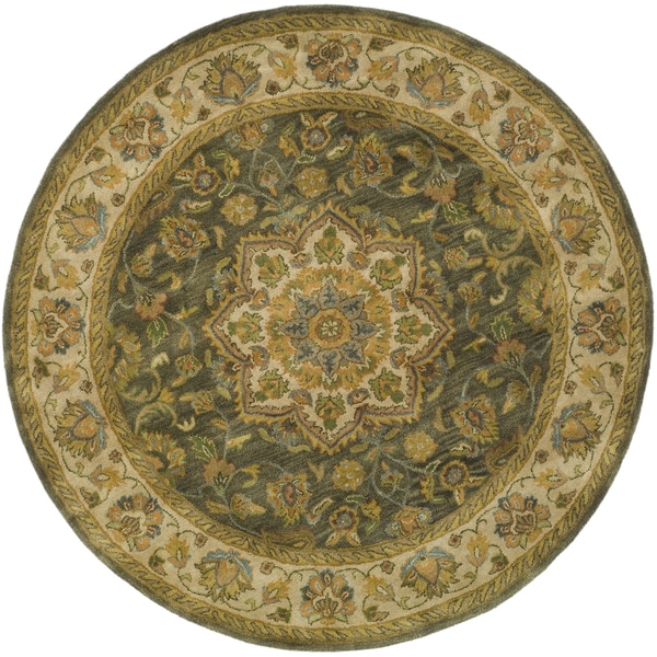 Safavieh Handmade Heritage Timeless Traditional Taupe/ Ivory Wool Rug - 3'6" x 3'6" round