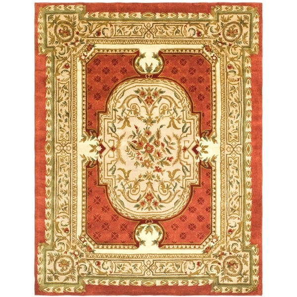 Safavieh Handmade Classic Burgundy/ Beige Wool Rug - 8'3" x 11'