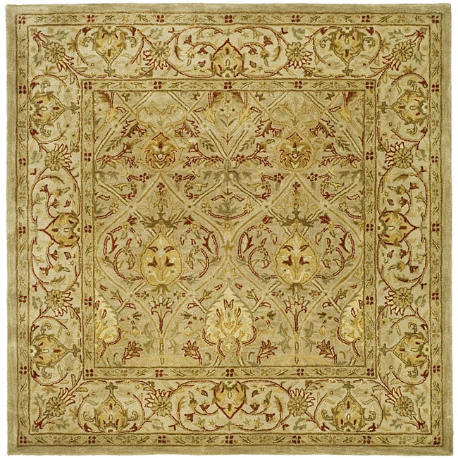 Handmade Mahal Light Brown/ Beige N.Z. Wool Rug (8 Square)