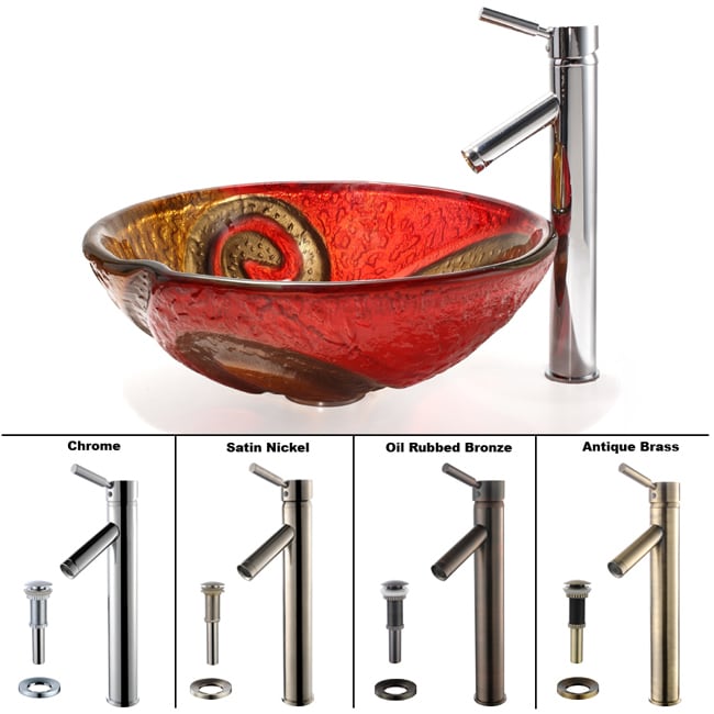 Kraus Bathroom Combo Set Copper Snake Glass Sink And Sheven Faucet