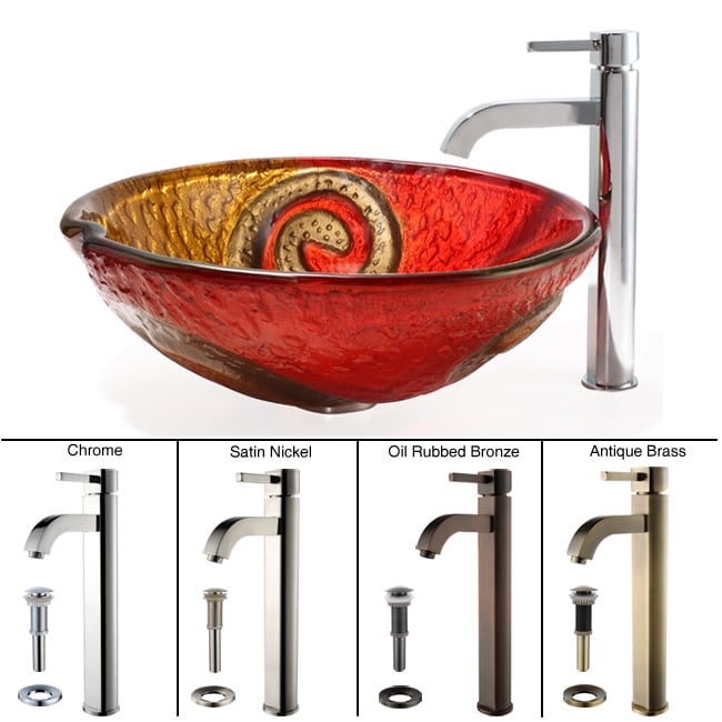 Kraus Bathroom Combo Set Copper Snake Glass Sink and Ramus Faucet - Bed Bath  & Beyond - 4512235