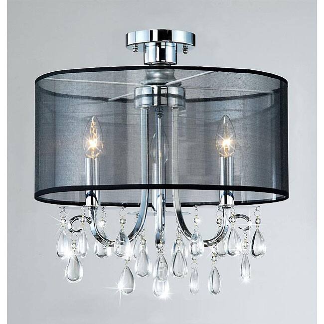 Clear Crystal 3-light Ceiling Fixture