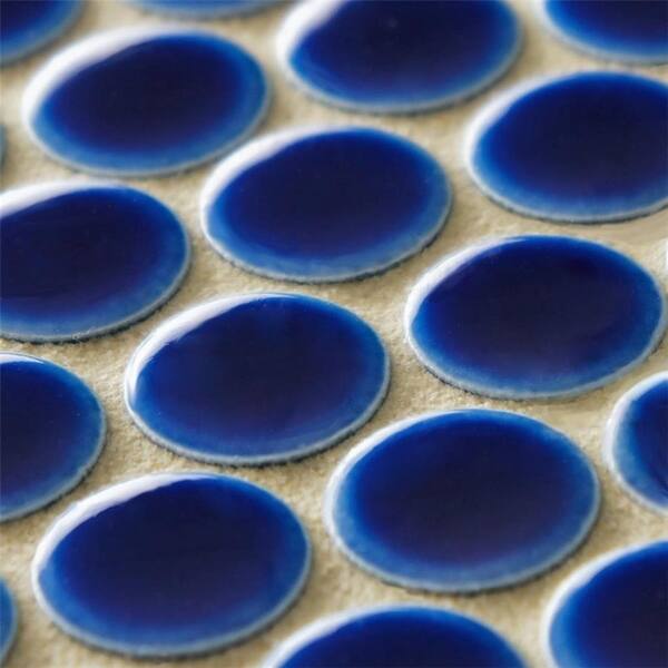 Somertile 12x12 625 Inch Penny Cobalt Blue Porcelain Mosaic Penny Cobalt Blue Porcelain Mosaic