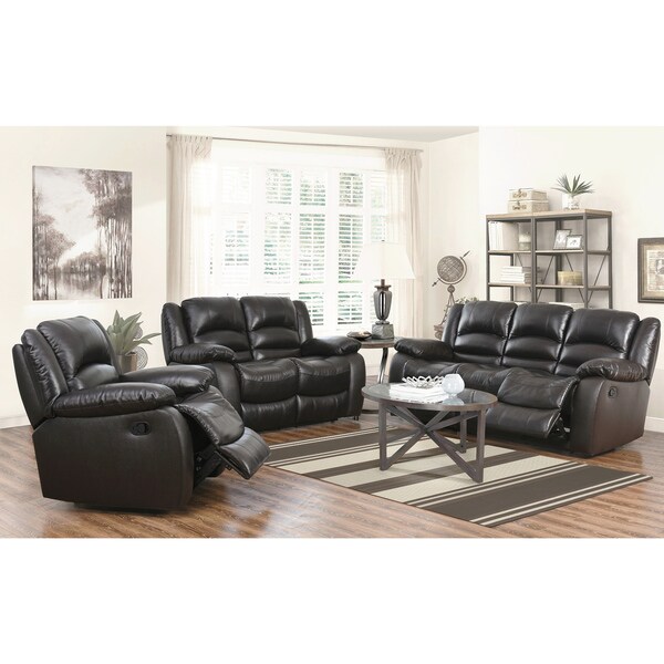 Shop Abbyson Brownstone Top Grain Leather Reclining 3 Piece Living Room