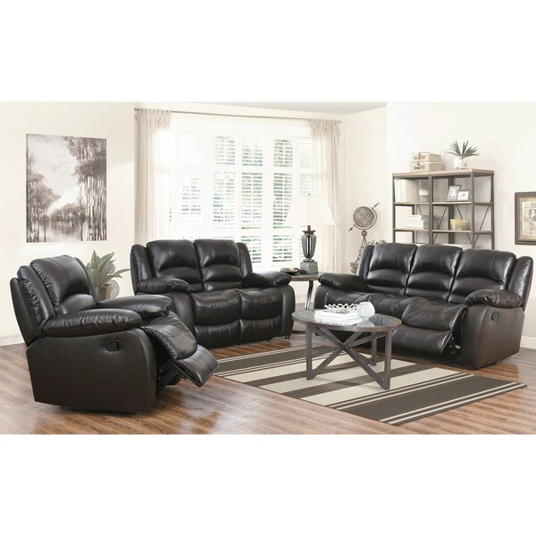 Shop Abbyson Brownstone Top Grain Leather Reclining 3 Piece