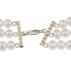 DaVonna 14k Gold White FW Pearl 16-inch Triple-strand Necklace (4.5-5 mm)