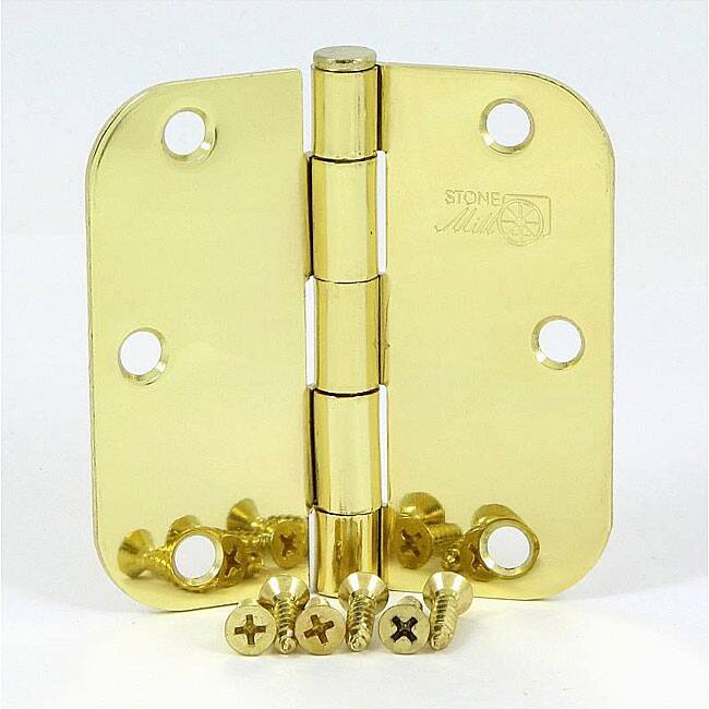 Stone Mill Polished Brass 5/8-inch Radius Corner Door Hinge