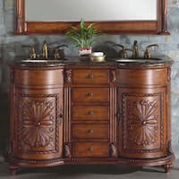 Silkroad Exclusive Granite Stone Top 52 Inch Double Sink Cabinet Bathroom Vanity Overstock 6304583