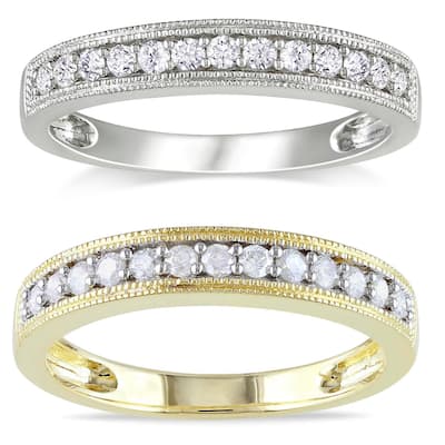 Miadora 10k Gold 1/4ct TDW Diamond Wedding Band