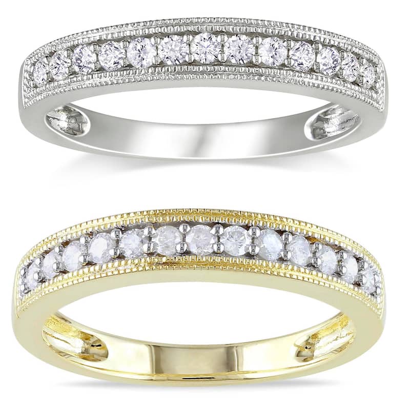 Miadora 10k Gold 1/4ct TDW Diamond Wedding Band