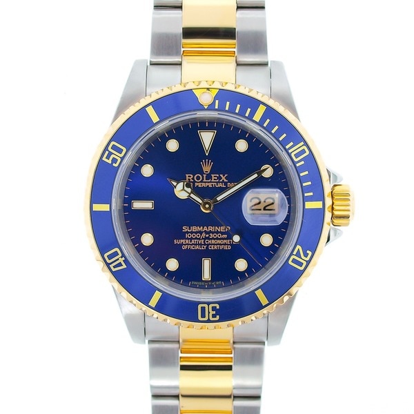 Pre-owned Rolex Submariner Men's Blue Two-tone Date Watch - Overstock ...