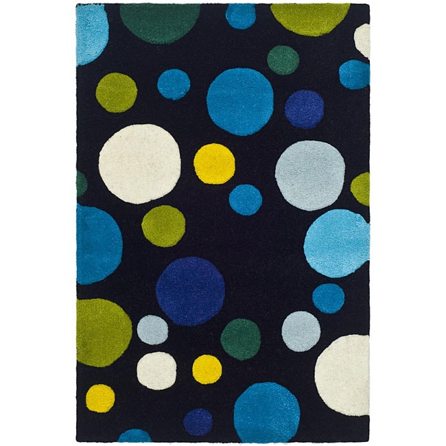 Handmade Soho Bubblegum Black/ Multi N. Z. Wool Rug (2 X 3)