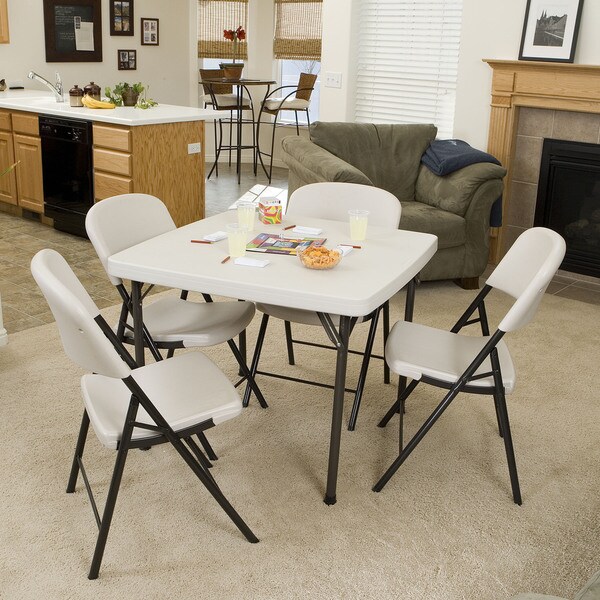 Lifetime 37-inch Square Almond Folding Card Table - Bed Bath