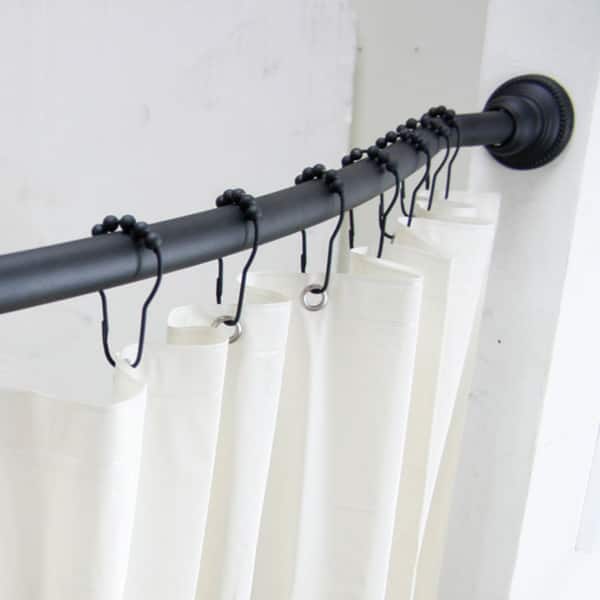 Shop Curved Adjustable Shower Rod With Vinyl Shower Liner And
