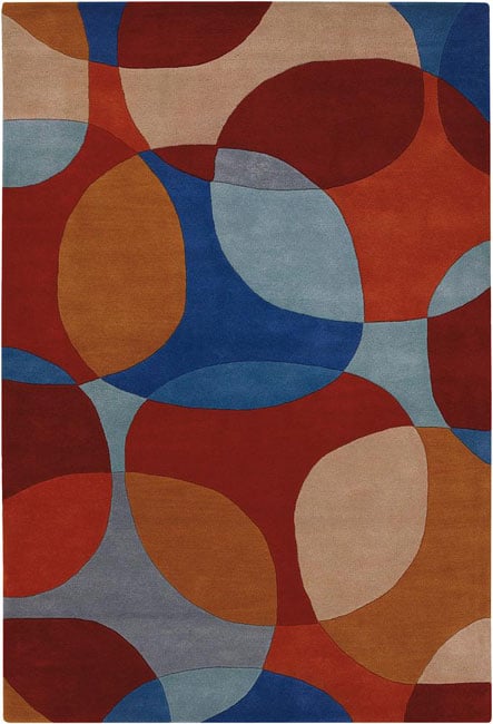 Hand tufted Mandara Multicolor New Zealand Wool Area Rug (79 X 106)