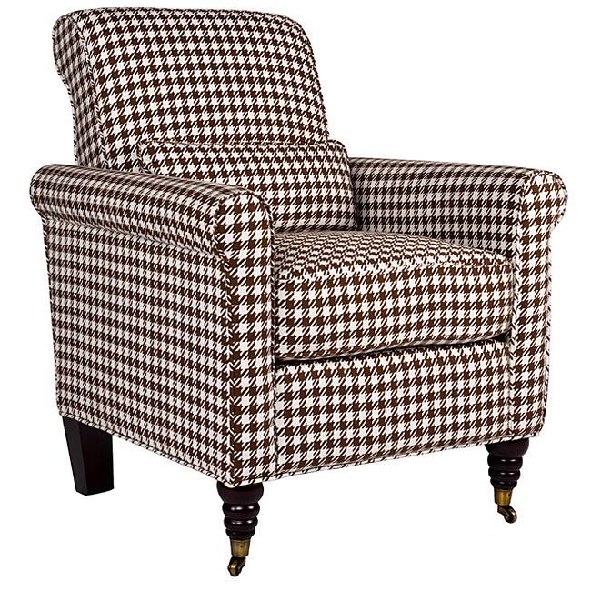 Handy Living Harlow Houndstooth Brown Check Arm Chair