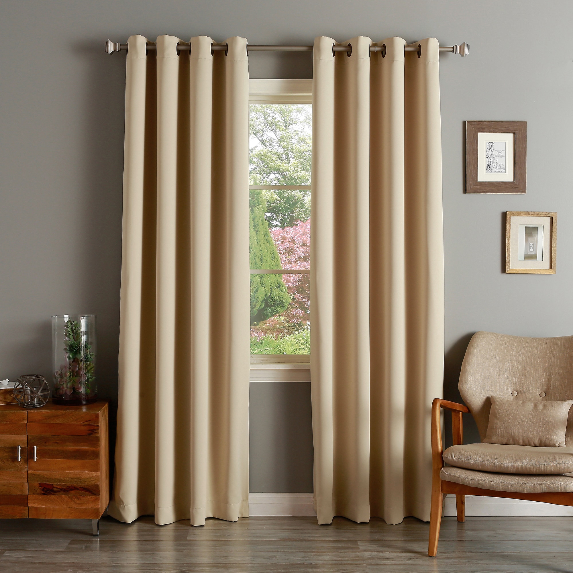 Solid Grommet Top Thermal Insulated 108 inch Blackout Curtains