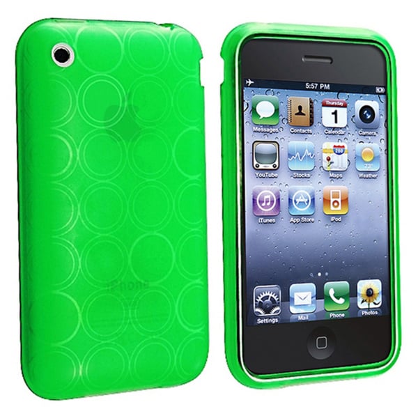 Eforcity Clear Green Circle TPU Rubber Case for Apple iPhone 3G/3GS Eforcity Cases & Holders
