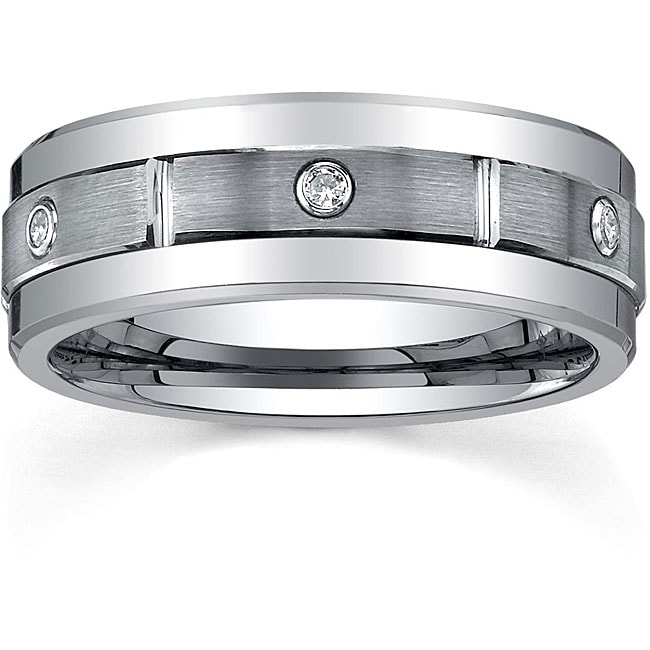 Shop Men's Tungsten 1/6ct TDW Diamond Satin Spinner Band (8 mm) - Free ...