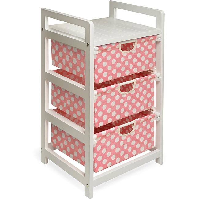 Pink Dot 3-Drawer Fabric/Wood/Metal Hamper and Storage Unit