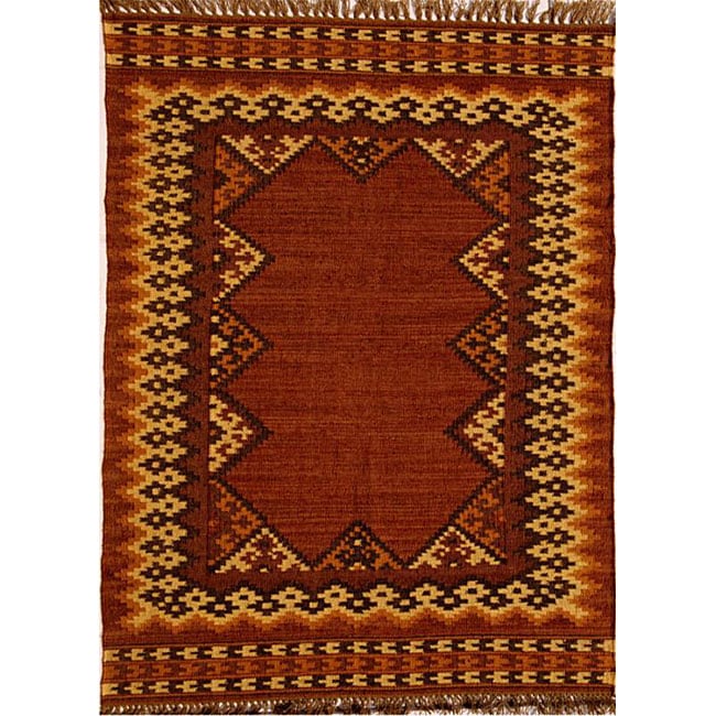 Hand woven Wool And Jute Rug (4 X 6) (Orange Pattern Southwestern Tip We recommend the use of a non skid pad to keep the rug in place on smooth surfaces.All rug sizes are approximate. Due to the difference of monitor colors, some rug colors may vary sli